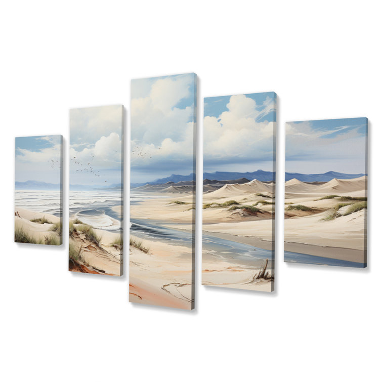 Highland Dunes Coastal Sand Coastal Dunes V On Canvas 5 Pieces Set